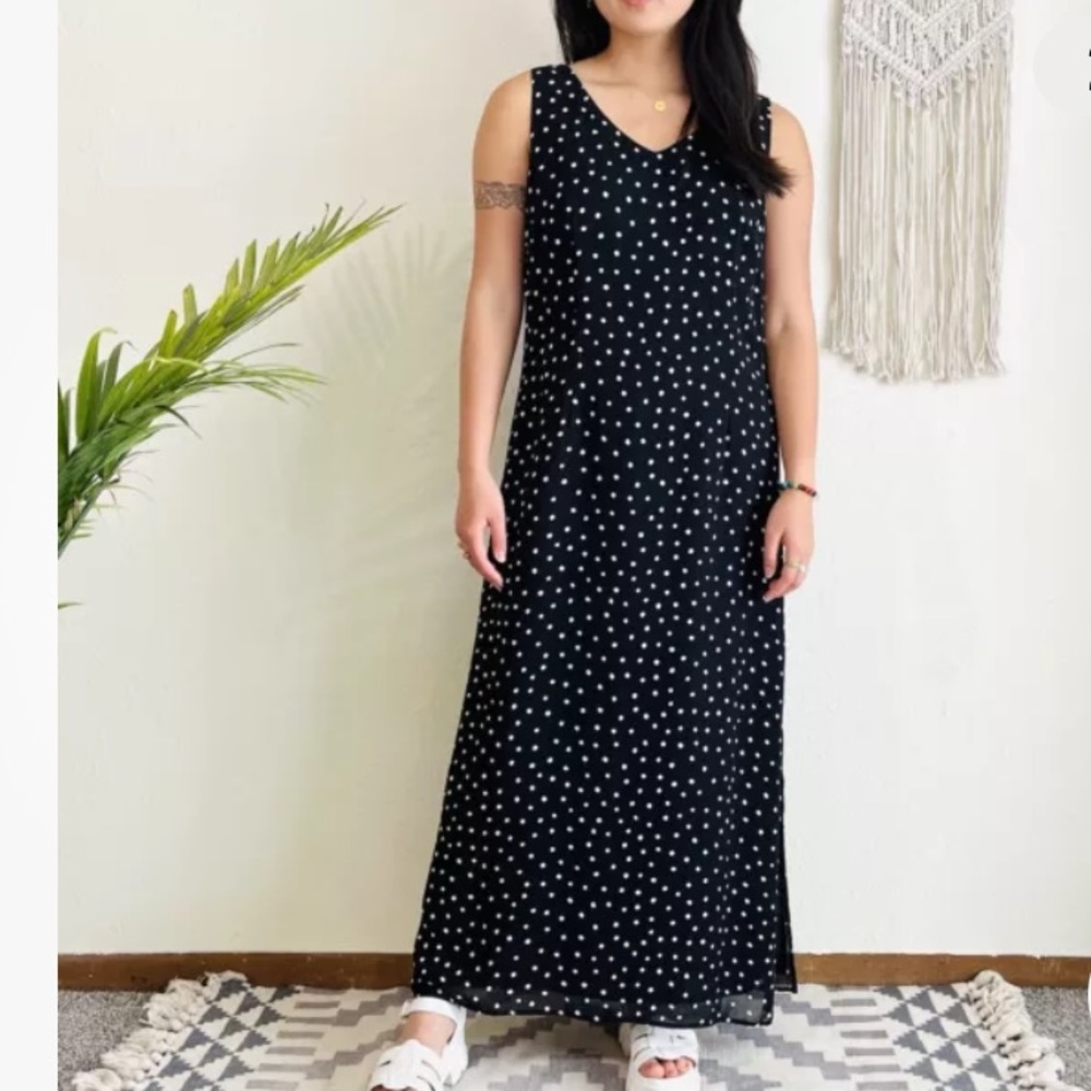 CAROL ANDERSON 2 Pc Black & White Polka Dot Georgette Jacket Maxi Dress